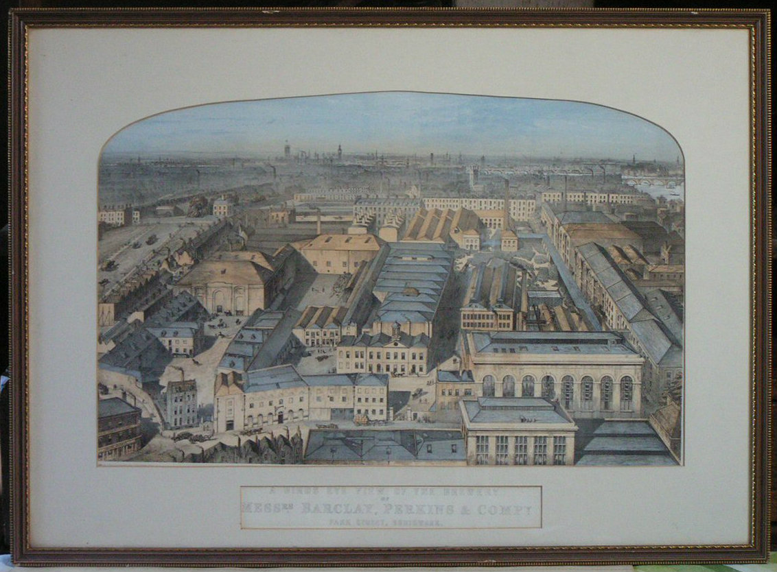 Lithograph -  A Birds Eye View of the Brewery of Messrs Barclay, Perkins & Compy, Park Street Southwark - Burton